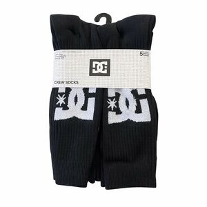 Men’s DC Black Crew Socks PACK OF SIX Shoe Size 6-12 Logo Athletic Skate Socks